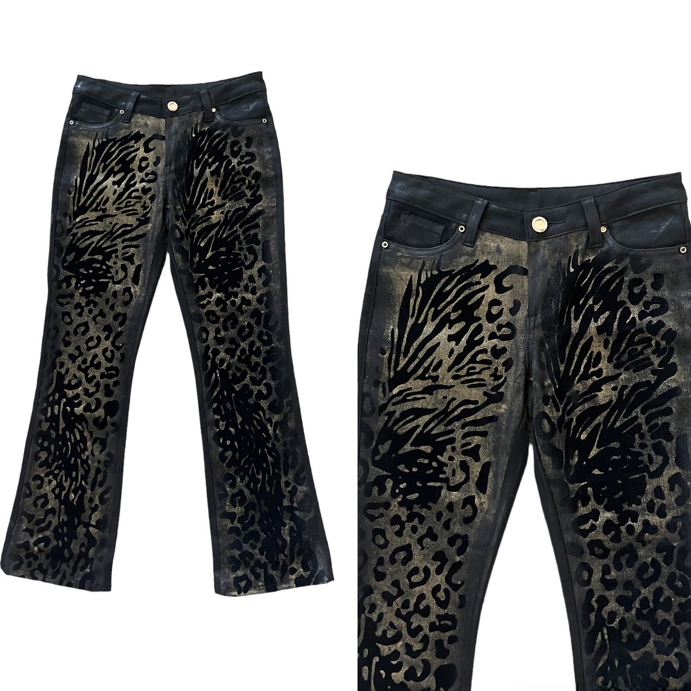 AZI Animal Print Boot Cut Jeans
